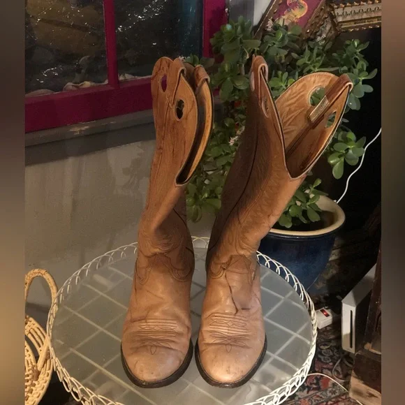 Nocona boot USA mens sz 10 D tan western cowboy riding boots - Picture 4 of 15